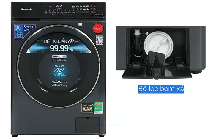 Máy giặt sấy Panasonic Inverter giặt 10.5 giặt –&nbsp; sấy 6 kg NA-S056FR1BV